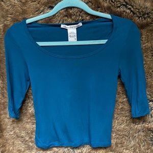 American Rag blue quarter sleeve crop top